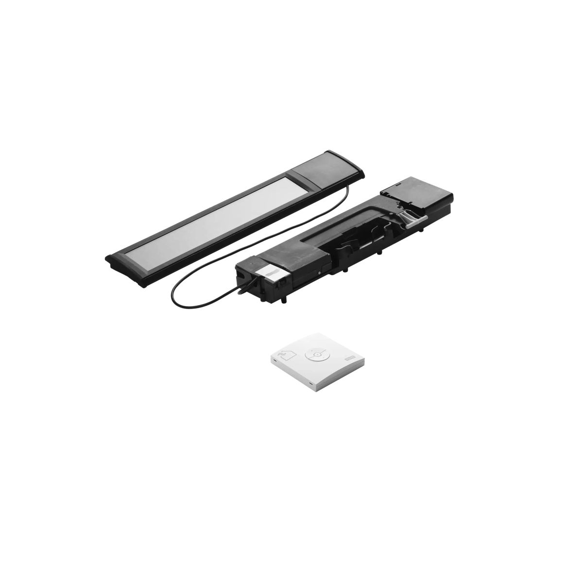 Remote control system with components on a white background.
