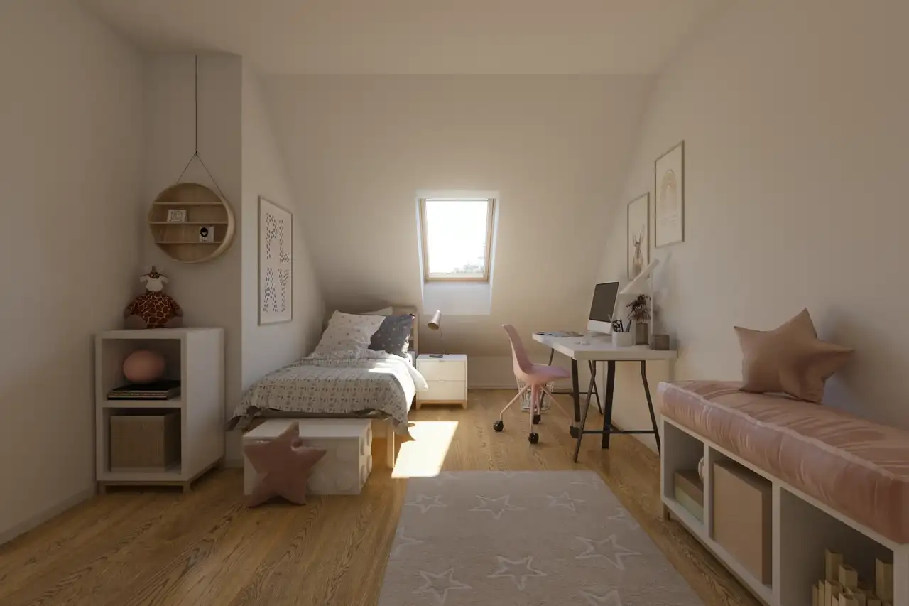 La camera dei bambini prima della ristrutturazione con un piccolo lucernario | Rivista VELUX