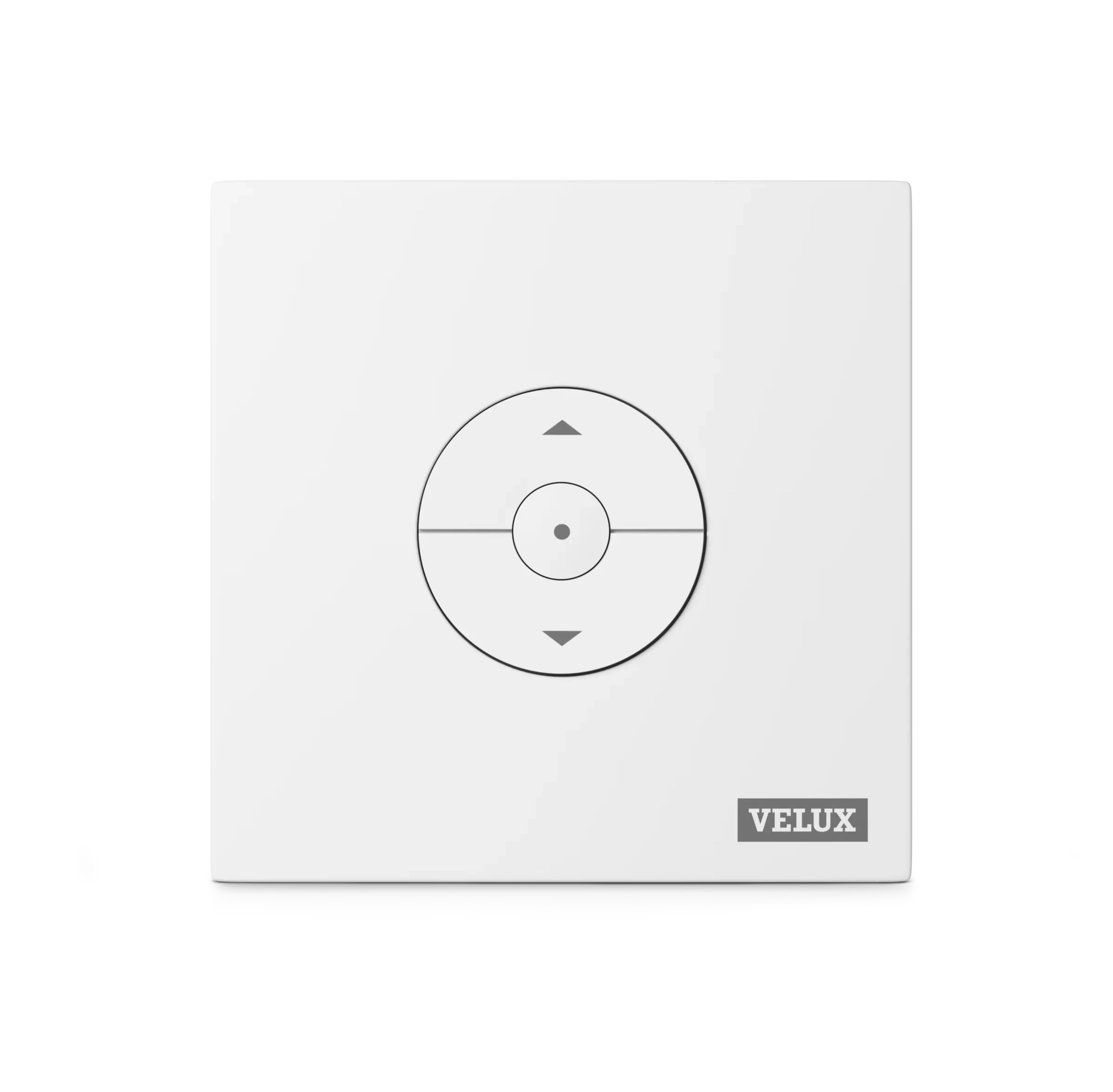 VELUX remote control for roof windows and blinds, sleek design.