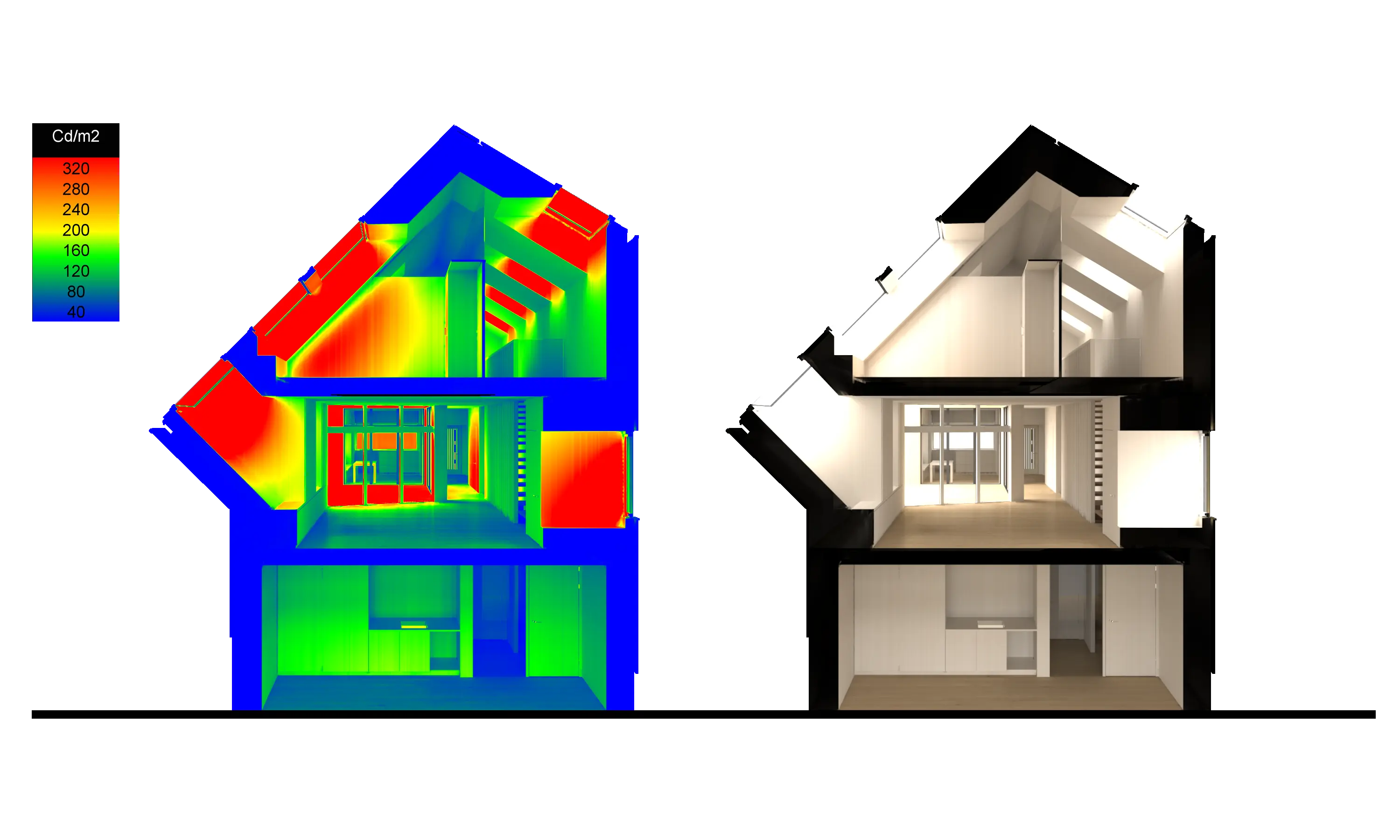 3D Visualisierung eines Hauses mit Wärmebild vs. 3D-Visualisierung eines Hauses | VELUX Magazin