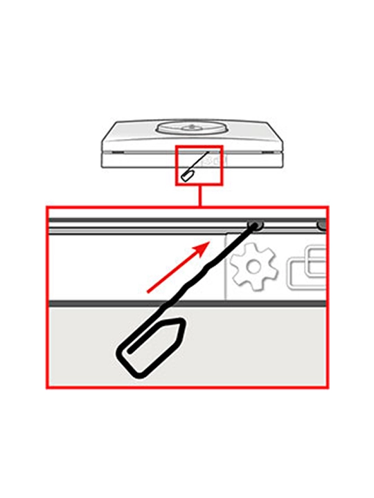 Illustration of mechanical component with close-up view and arrow.