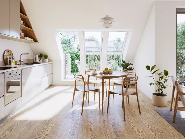 Optimal in die Dachschräge angepasste Küche mit VELUX Lichtlösung | VELUX Magazin