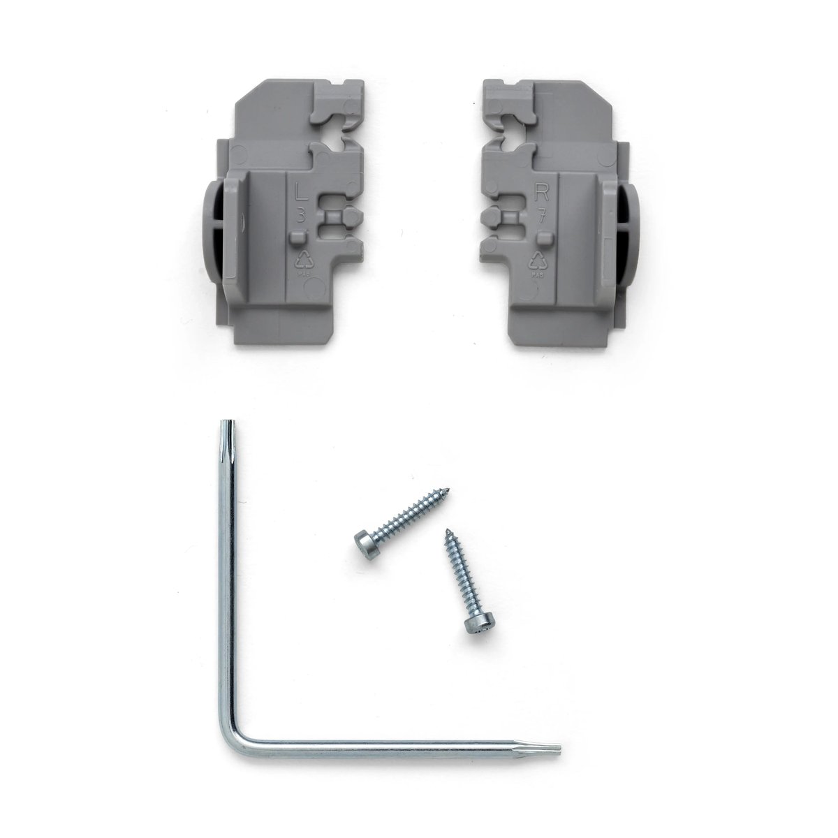 1 Paar Endkappen, Kunststoff grau, 1 x Torx Winkelschraubendreher, 2 x Schrauben.  Für DKL-S.