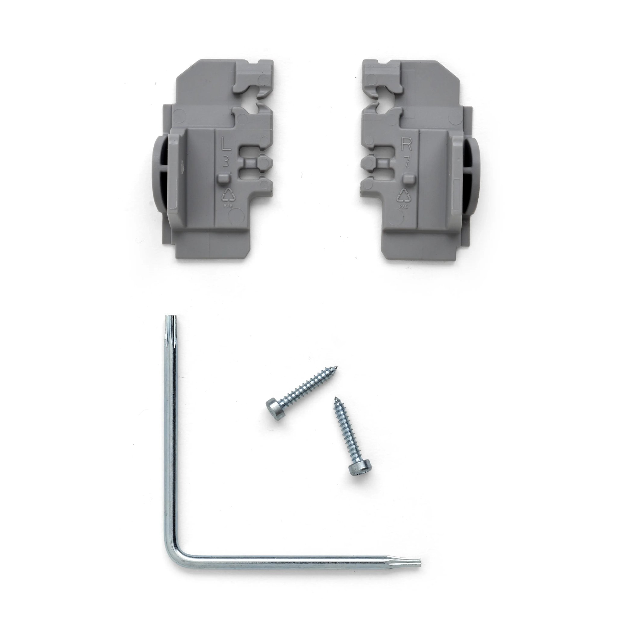 1 Paar Endkappen, Kunststoff grau, 1 x Torx Winkelschraubendreher, 2 x Schrauben.  Für DKL-S.