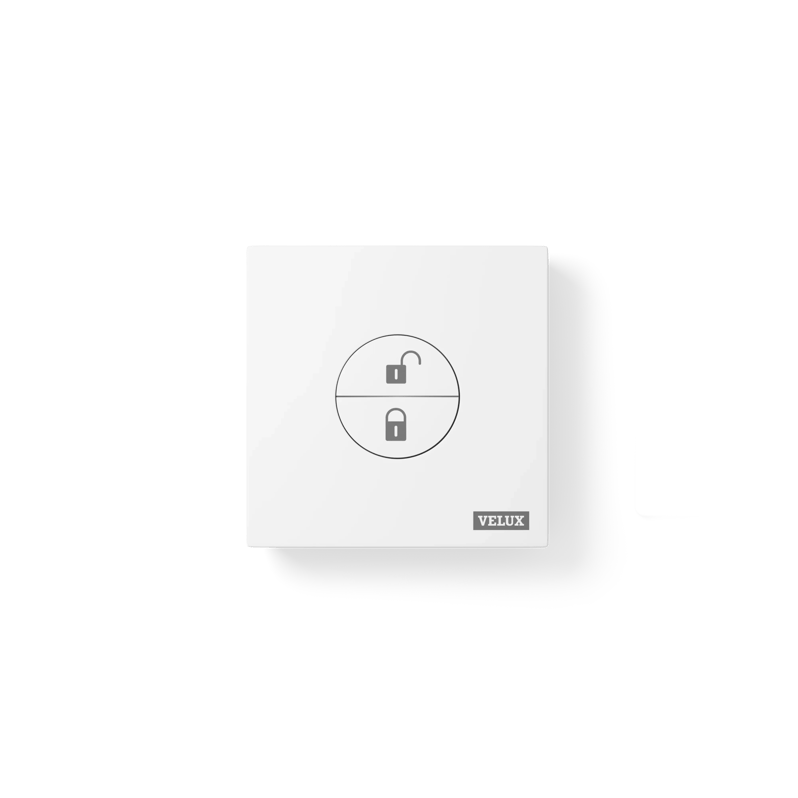 VELUX lock control panel with lock and unlock buttons.