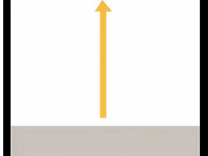 Yellow arrow pointing upwards on a white background.