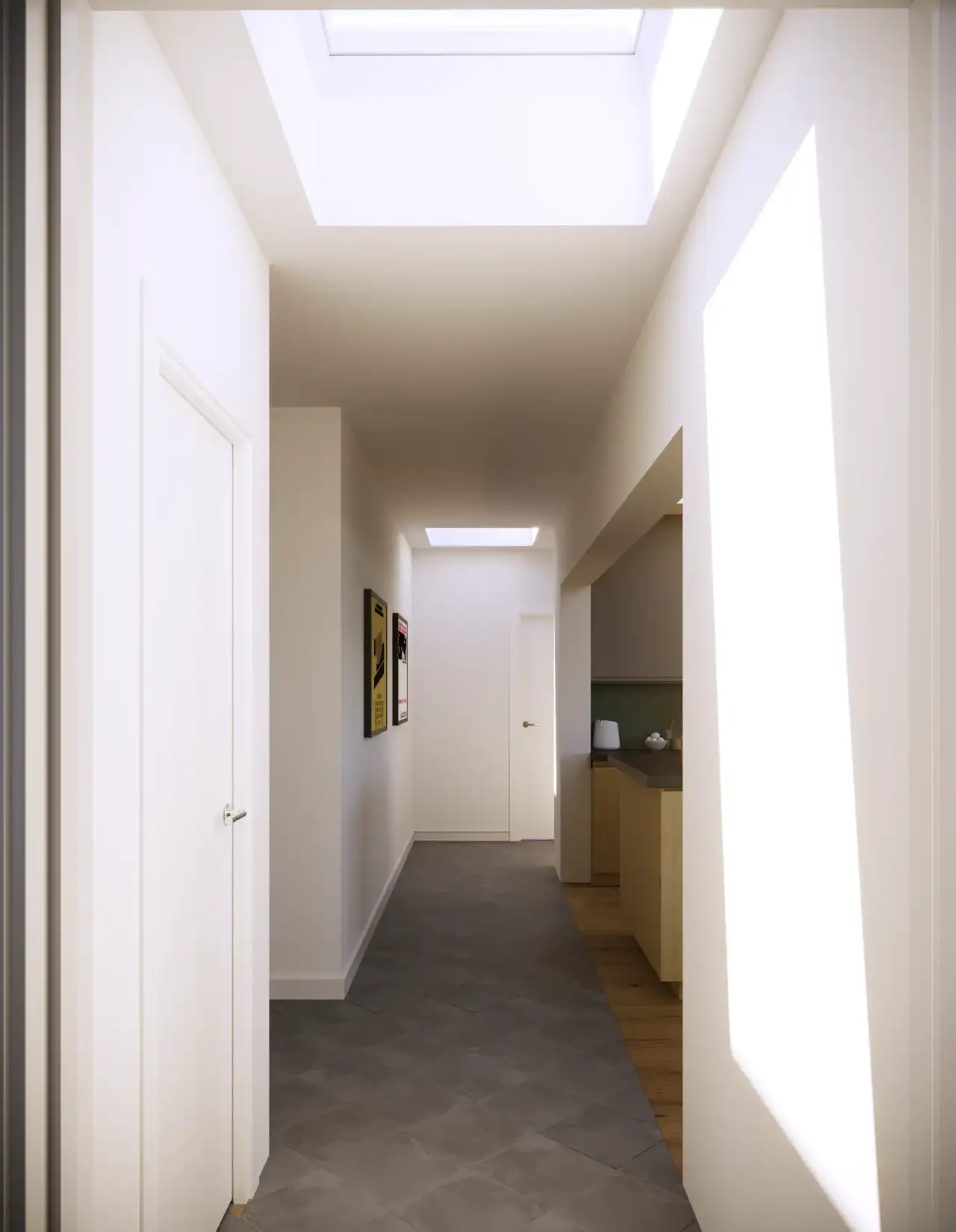 Nachher: Innenliegender Flur mit Dachfenster und Tageslichteinfall | VELUX Magazin