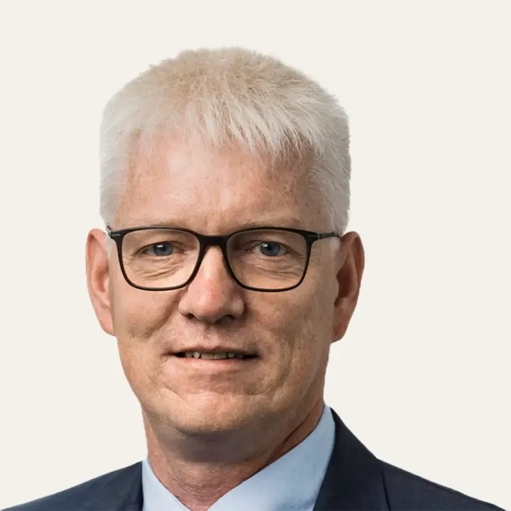 Person in formal suit and tie, professional appearance.