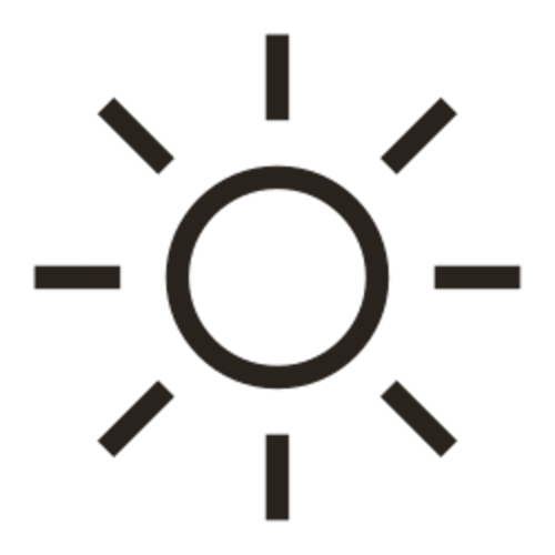 Minimalist sun icon with radiating lines.