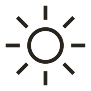 Minimalist sun icon with radiating lines.