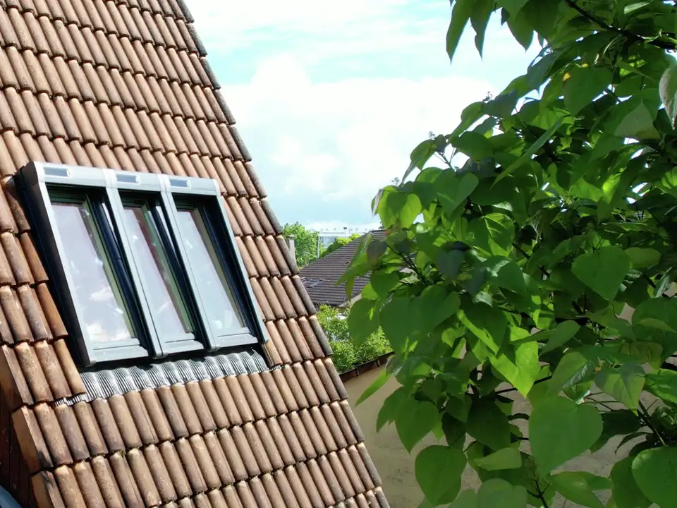 arbre mitoyen d’une toiture en tuile avec verrière 3en1 VELUX