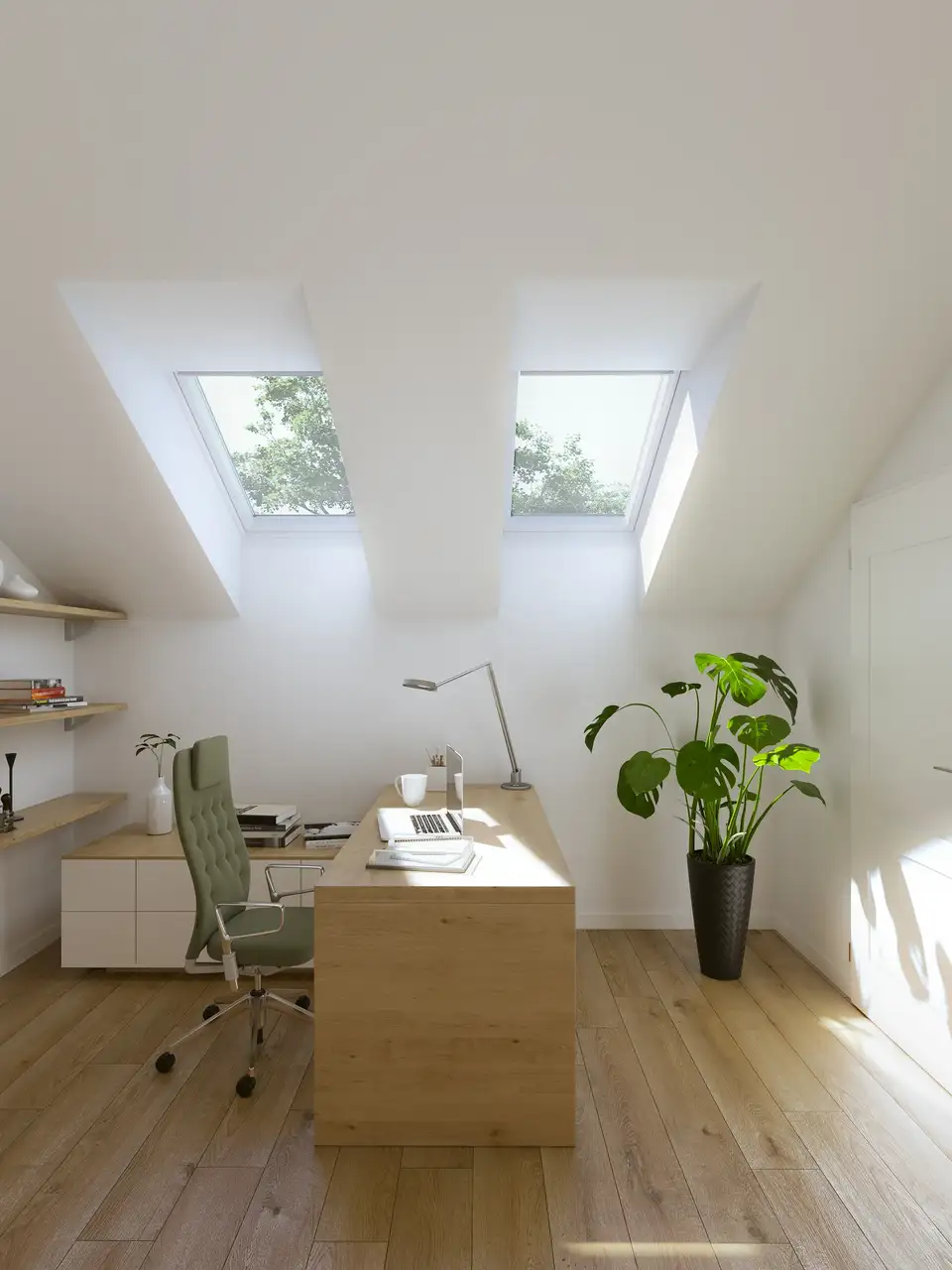 bureau illuminé par des fenêtres de toit VELUX