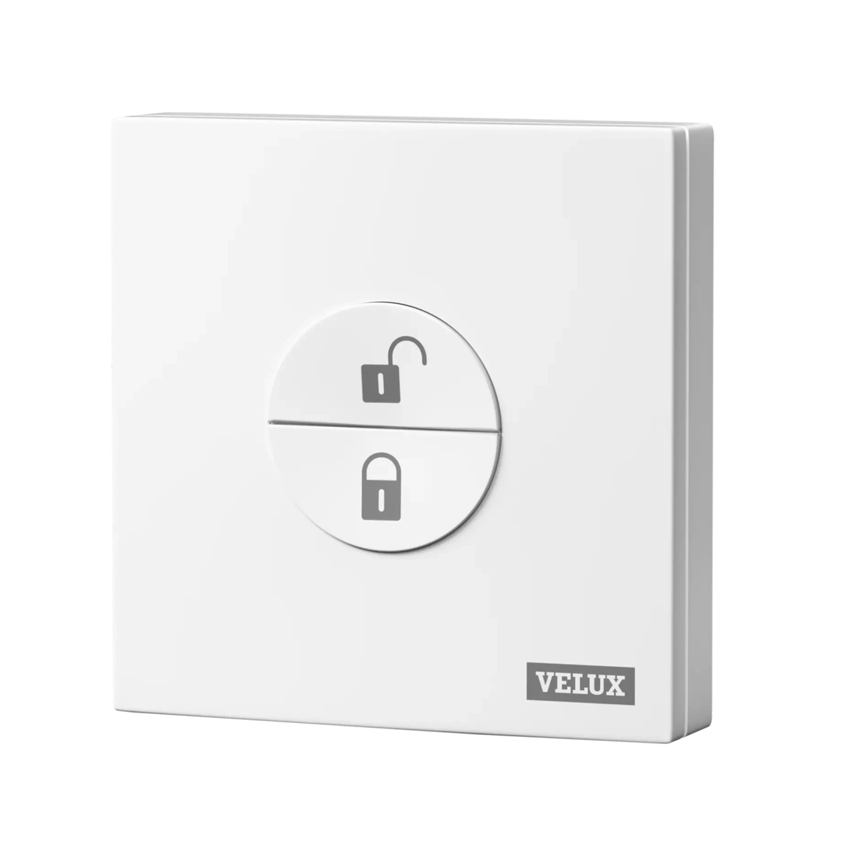 VELUX remote control with lock and unlock buttons for roof windows.