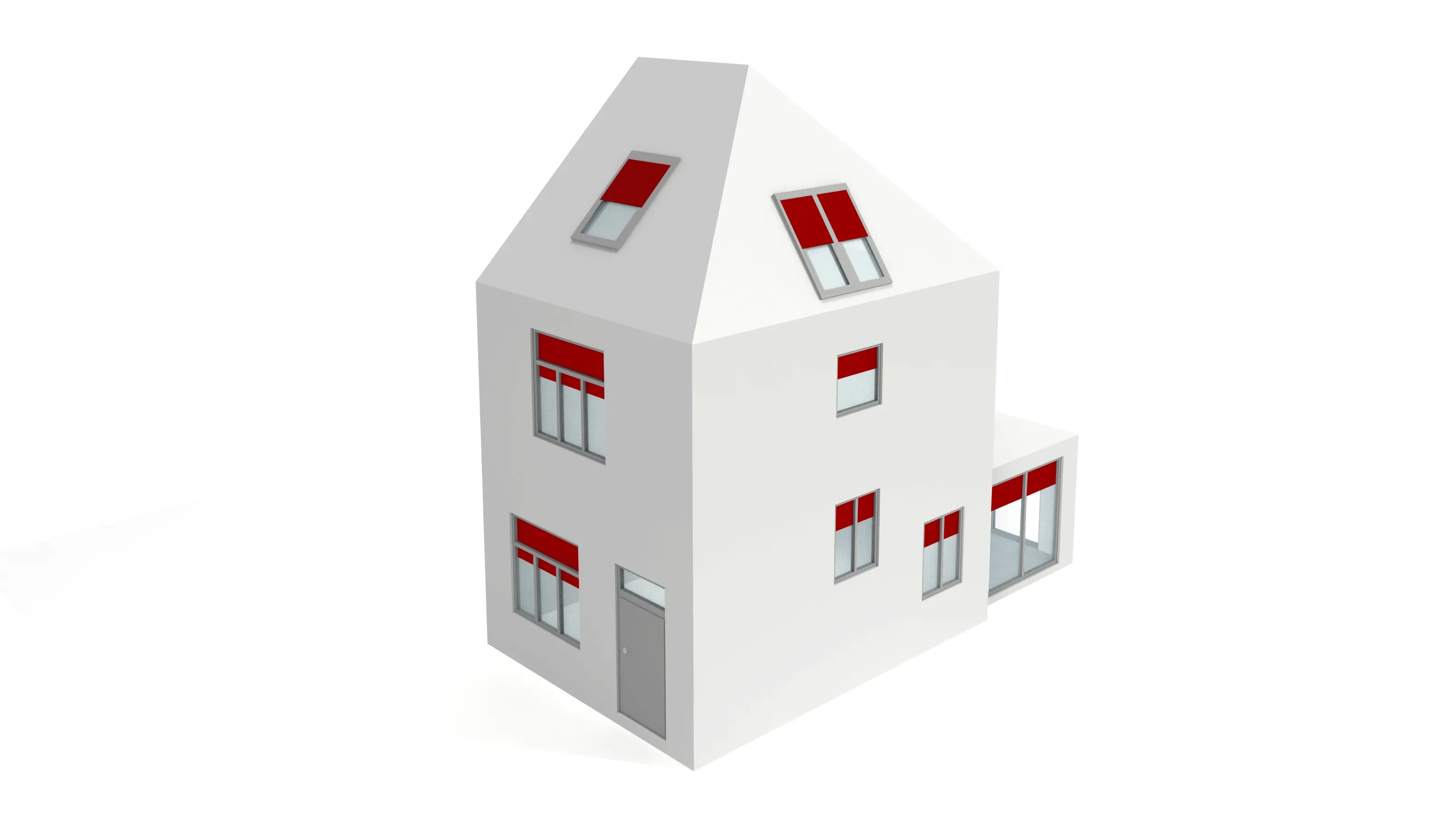 Modern house with high-pitched roof and VELUX roof windows.