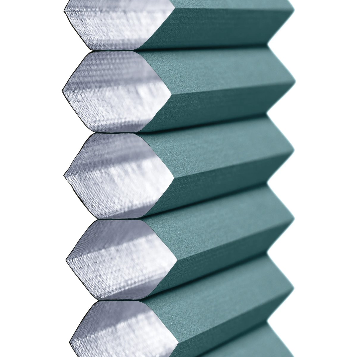 Detailed close-up of pleated blinds, showcasing folds and texture.