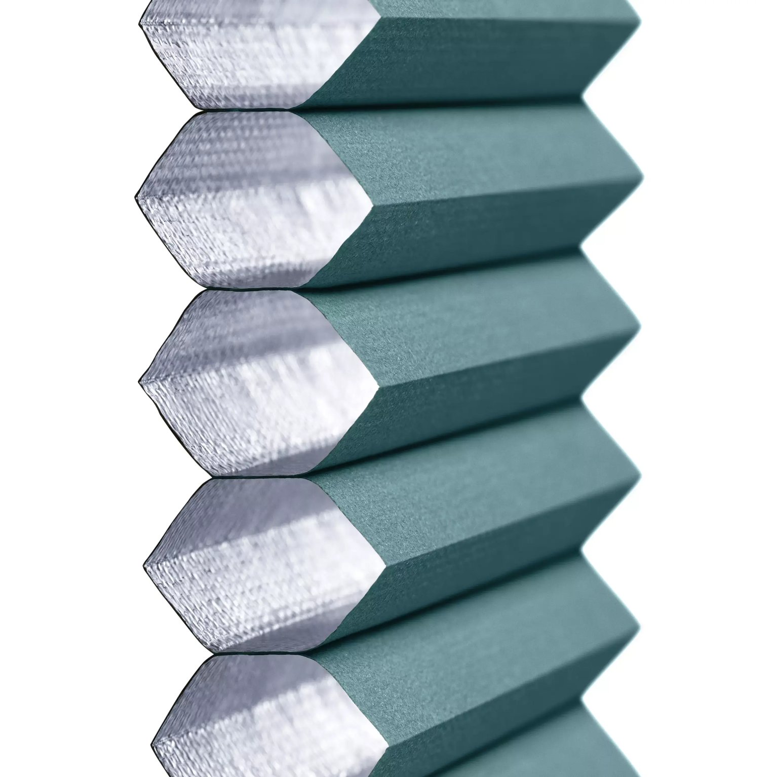 Detailed close-up of pleated blinds, showcasing folds and texture.