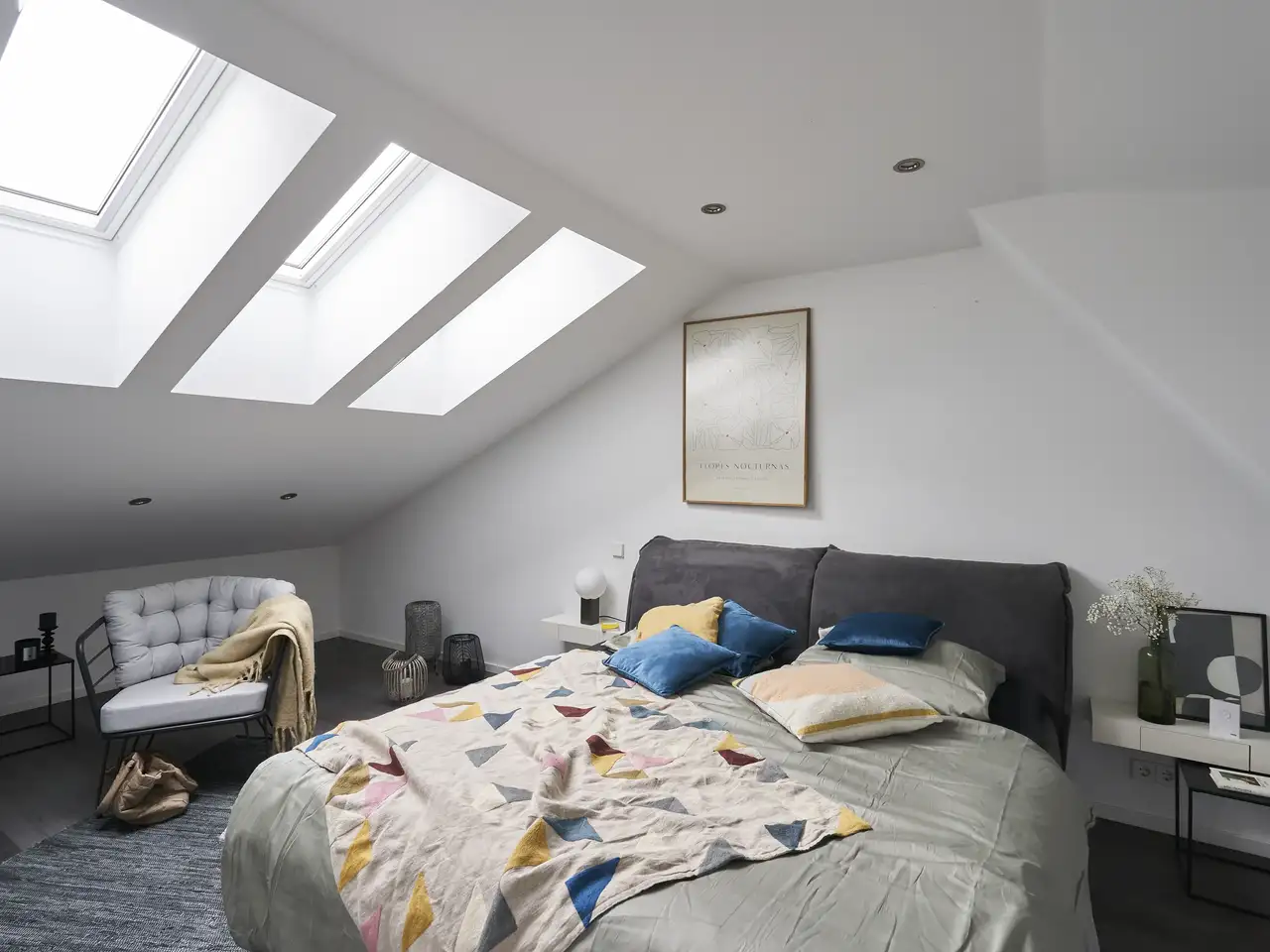 Luminosa camera da letto in mansarda con lucernari | Rivista VELUX