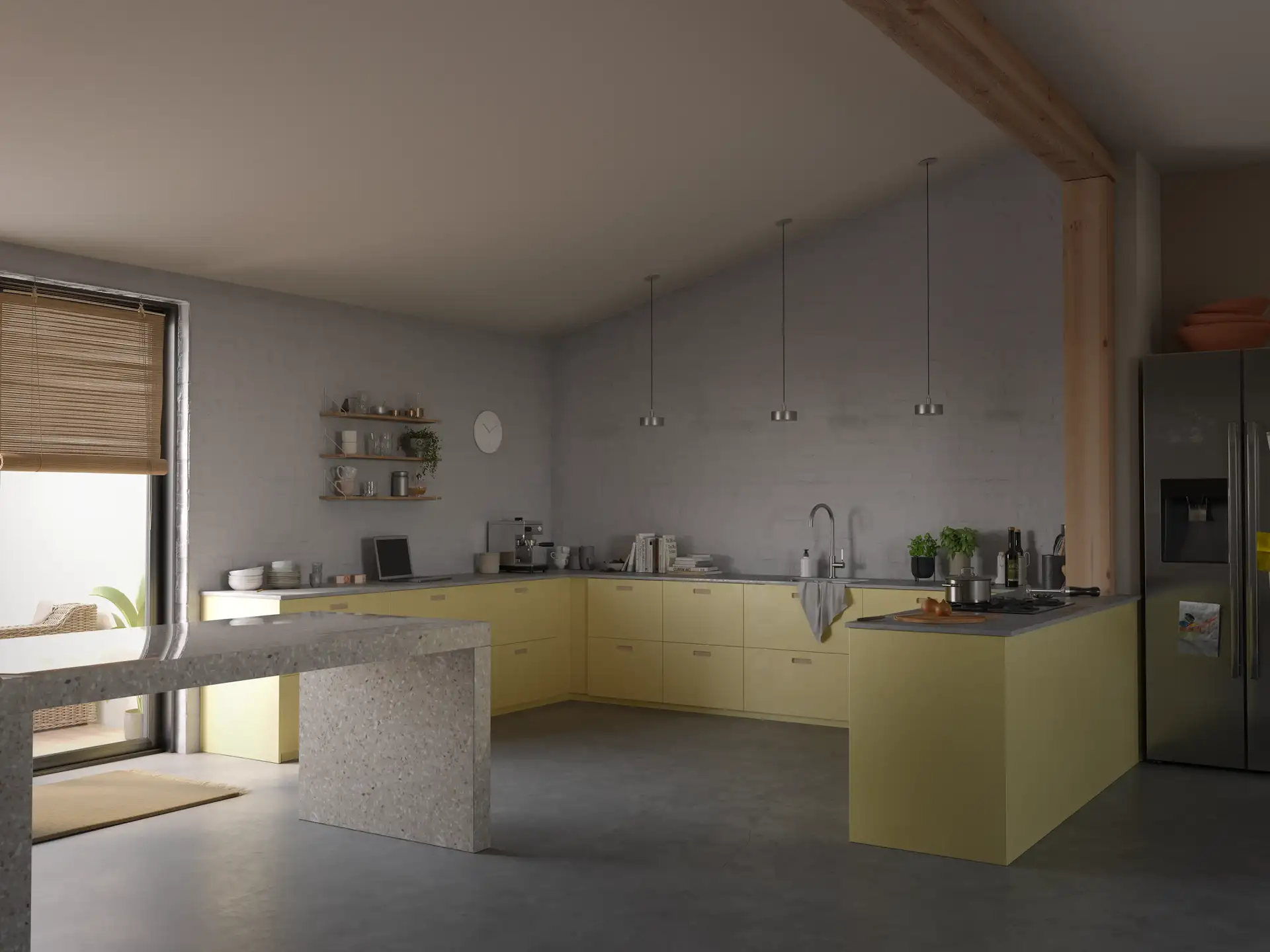 Køkken før installation af VELUX ovenlysvinduer
