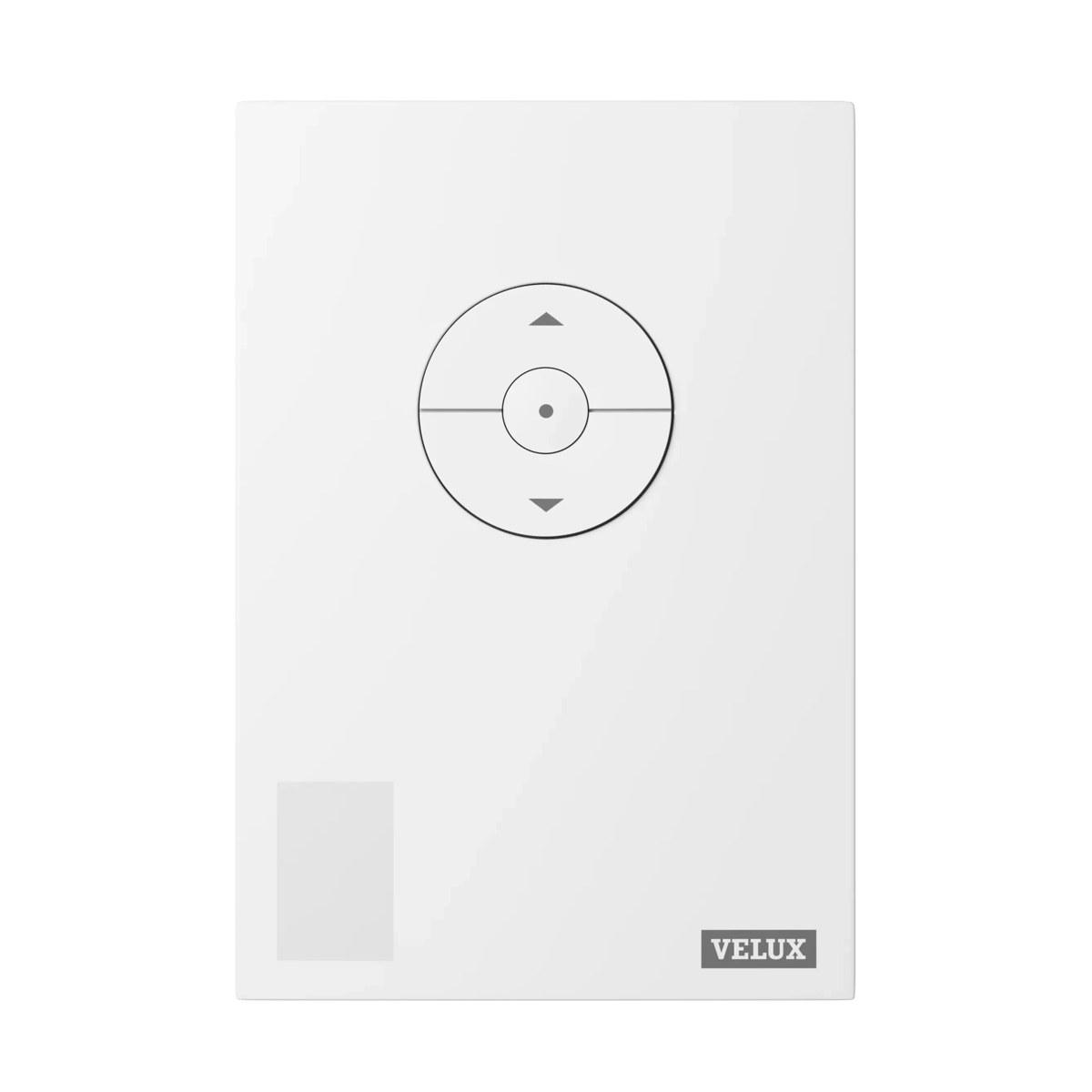 VELUX remote control for roof windows and blinds, compact design.