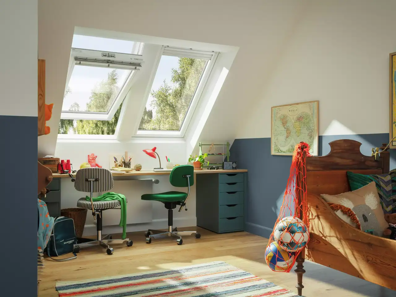 Buntes Kinderzimmer mit großer Lichtlösung | VELUX Magazin