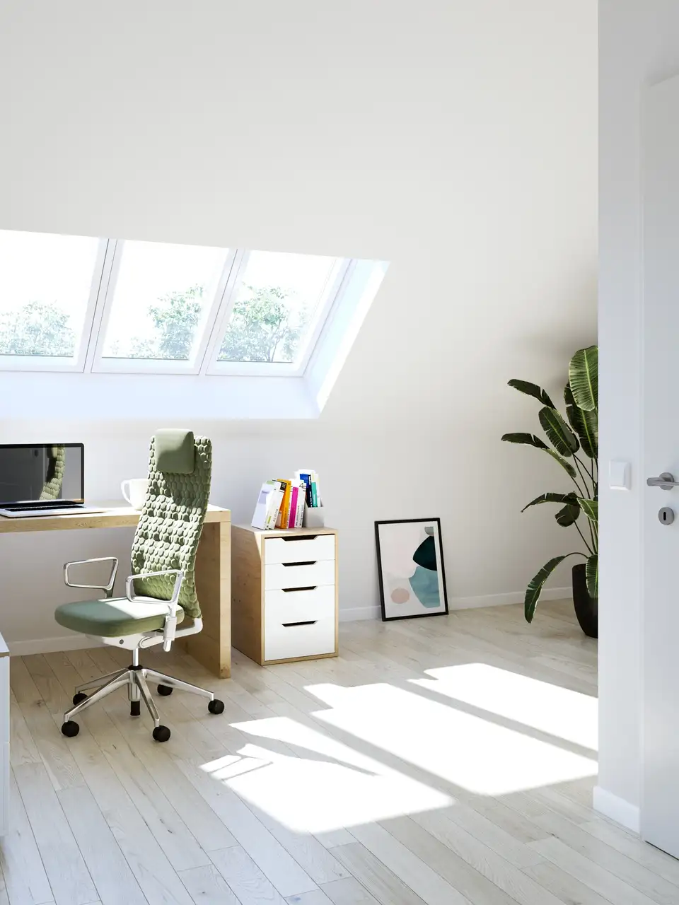 image of a home office with a 3 in 1 roof window