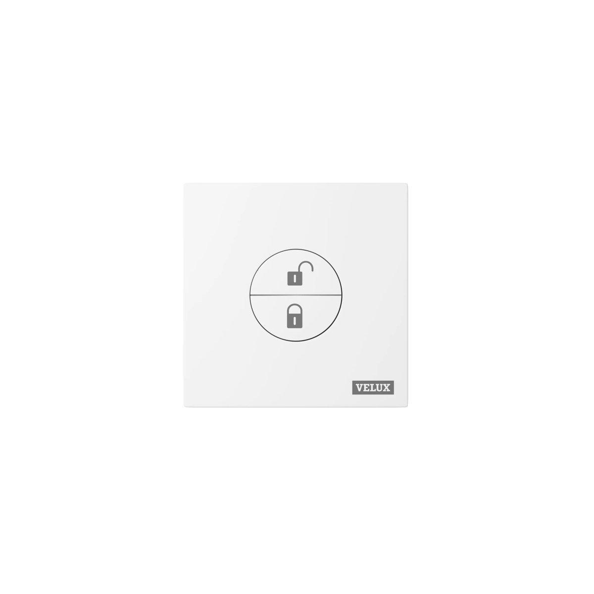 VELUX control panel with lock and unlock icons for roof windows.