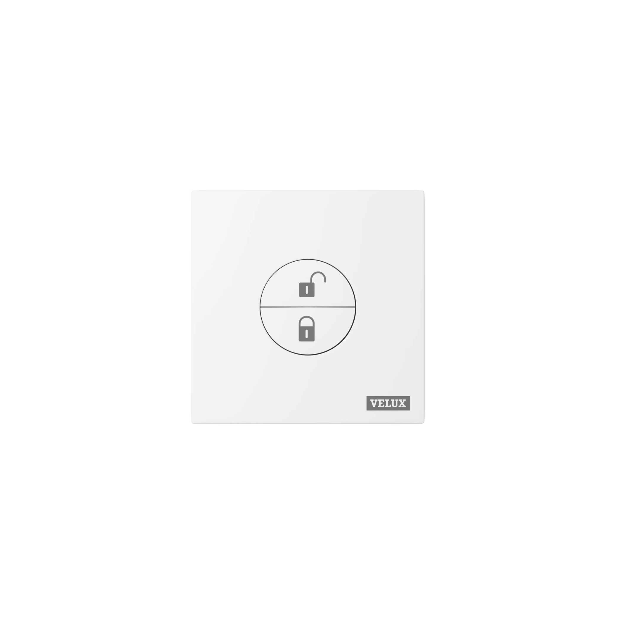 VELUX control panel with lock and unlock icons for roof windows.