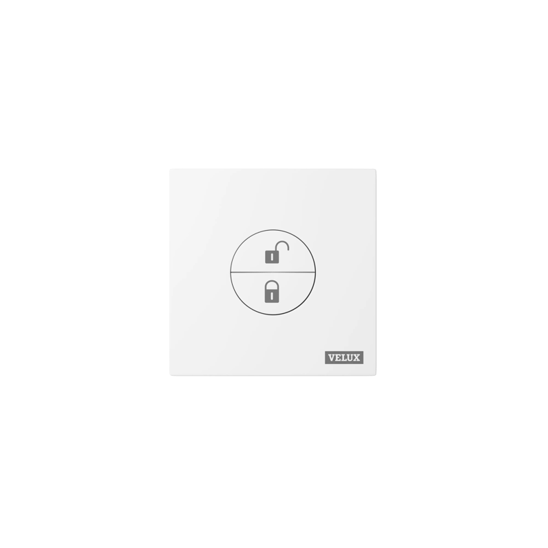 VELUX control panel with lock and unlock icons for roof windows.