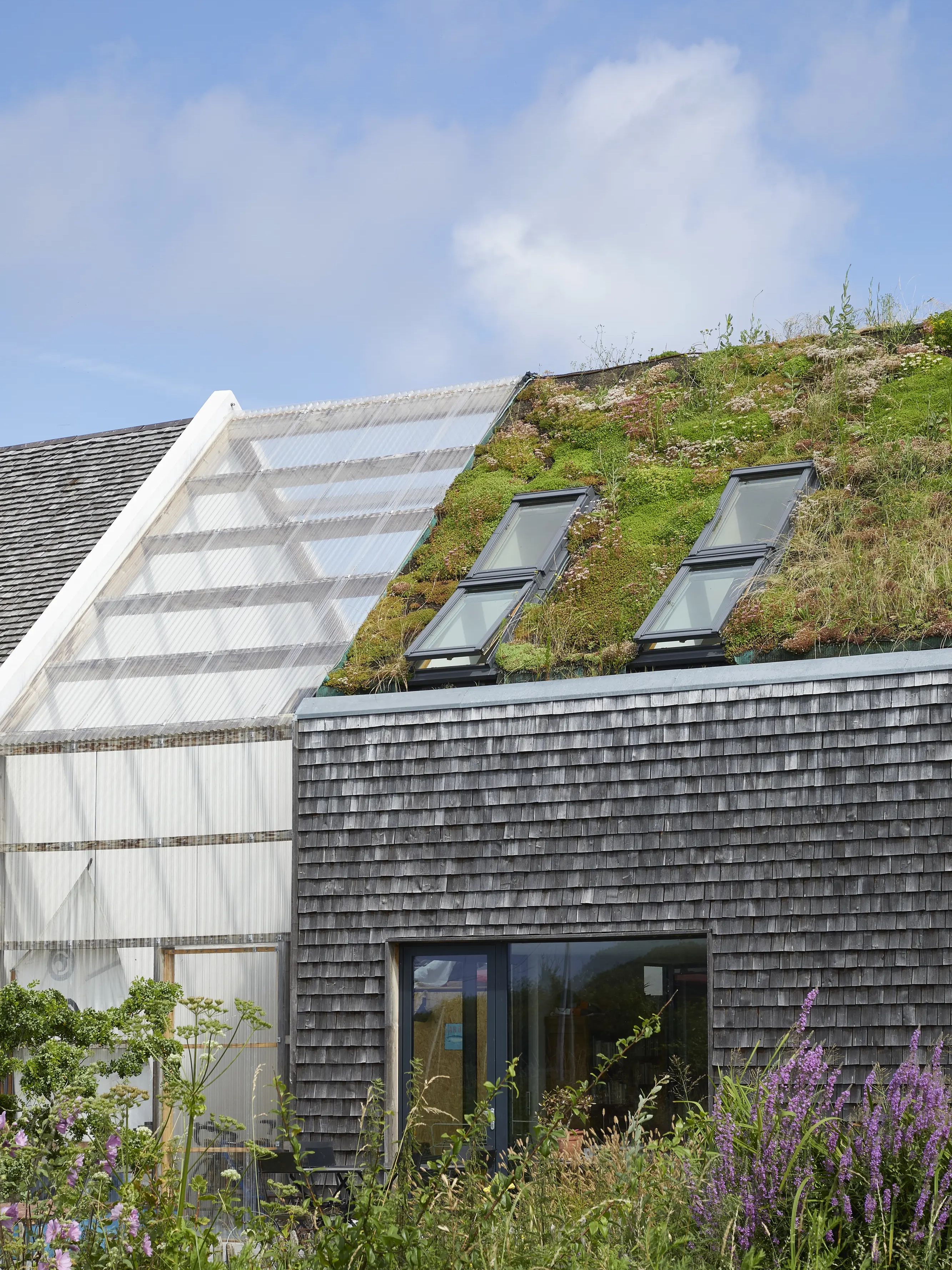 Casa moderna con tetto verde e finestre per tetti VELUX 