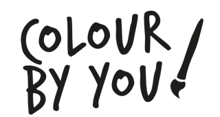 Typography design with 'Colour By You' and a paintbrush illustration.