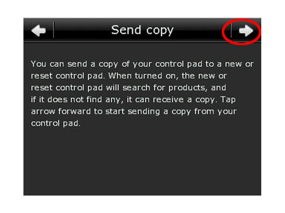 Instructions for sending a copy of control pad.