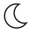 Crescent moon icon with clean lines and minimalist design.