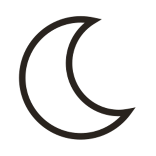 Crescent moon icon with clean lines and minimalist design.