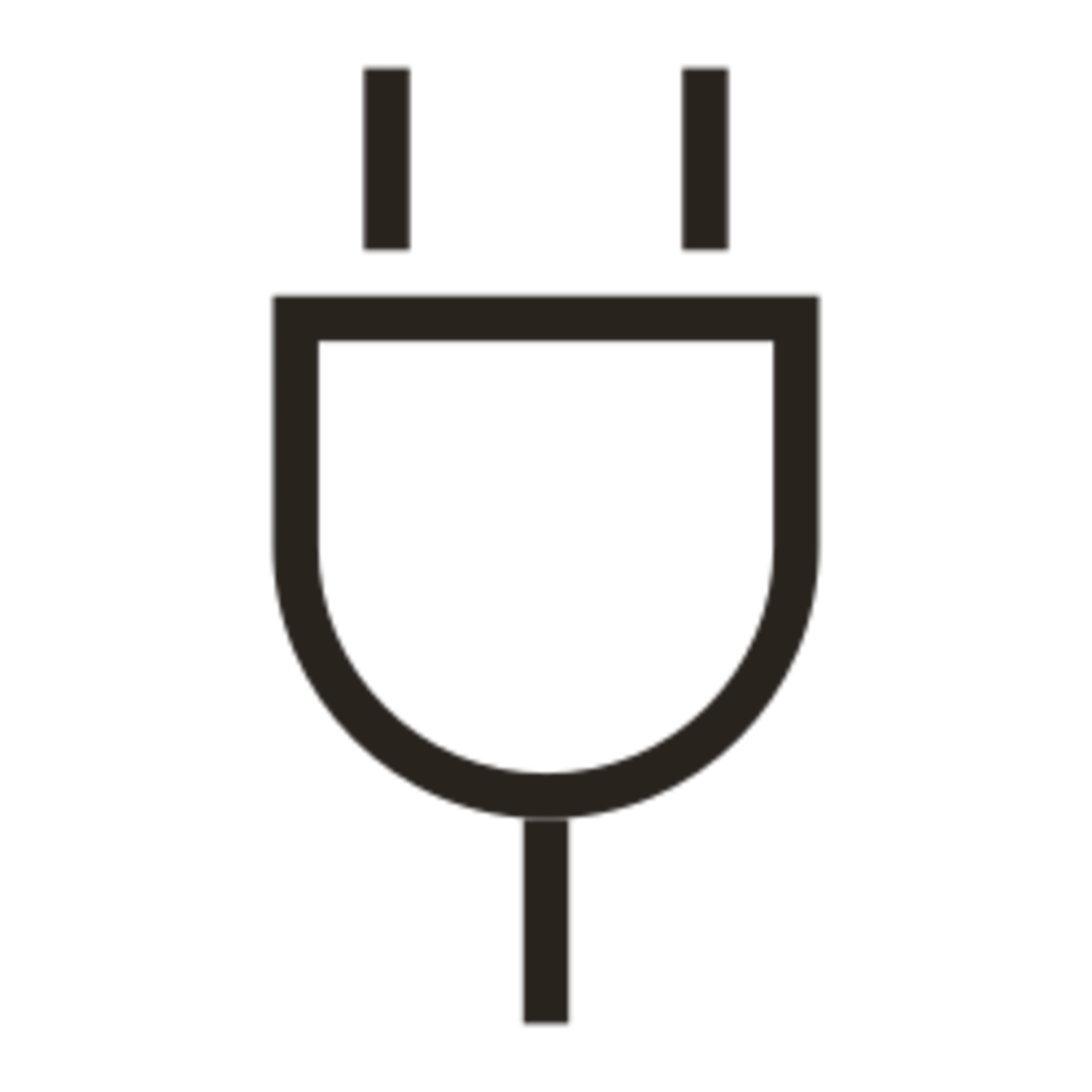 Black plug icon on white background, minimalist design.