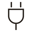 Black plug icon on white background, minimalist design.