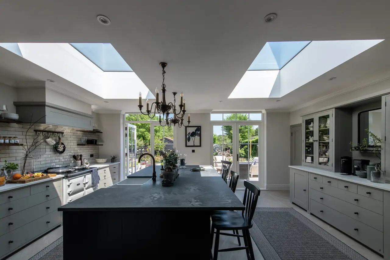 Victorian cottage kitchen extension reimagined with flat roof windows