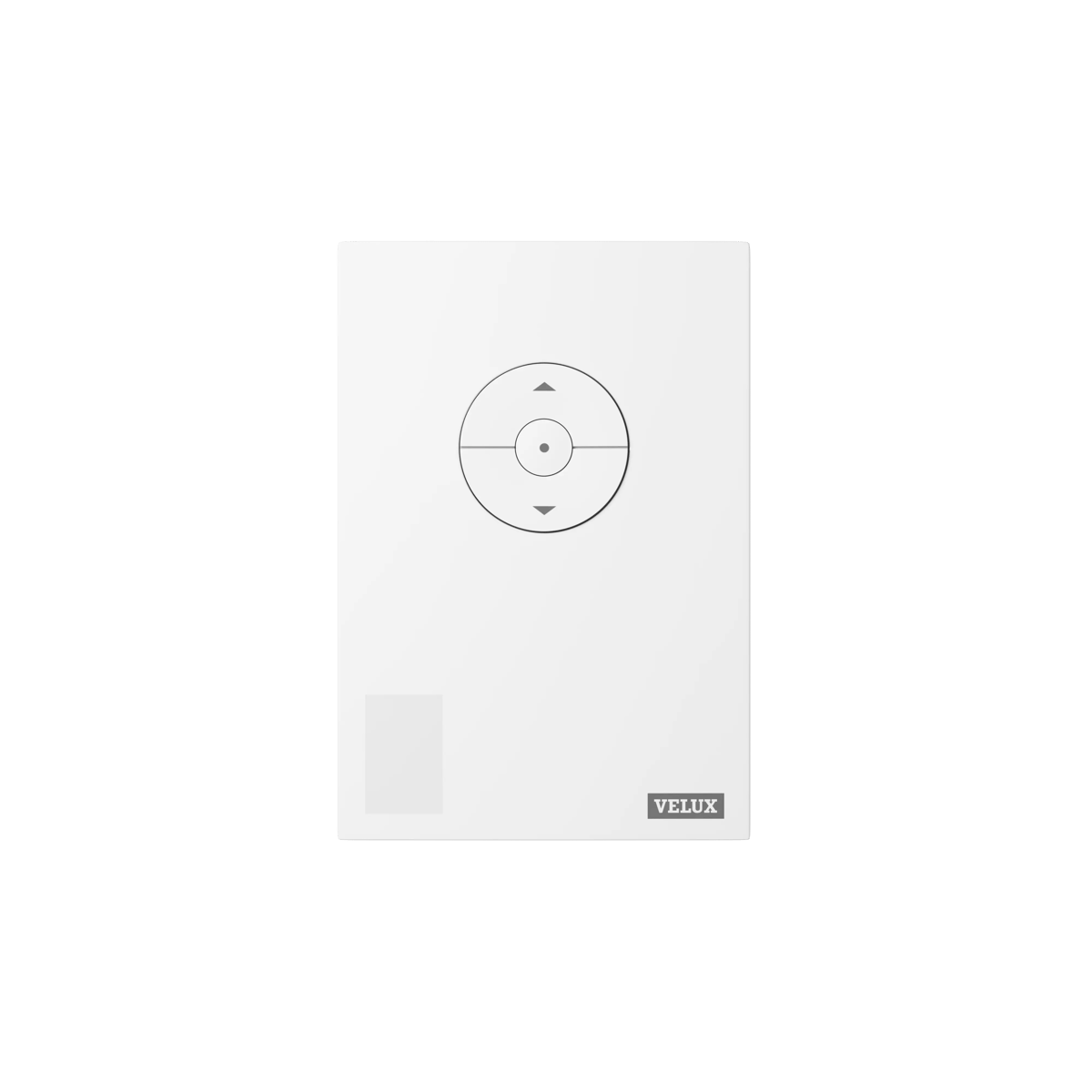 VELUX remote control for roof windows and blinds, sleek design.