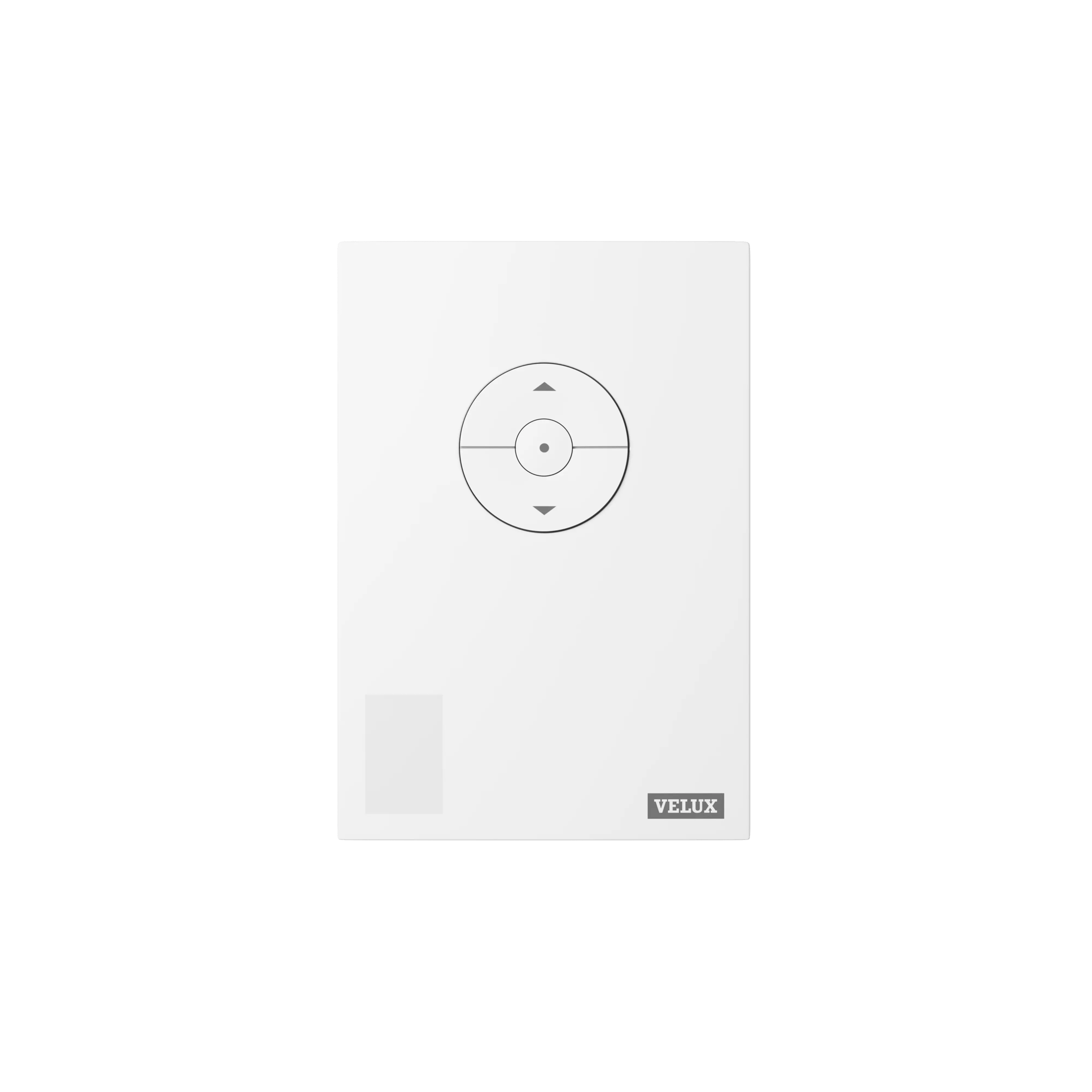 VELUX remote control for roof windows and blinds, sleek design.