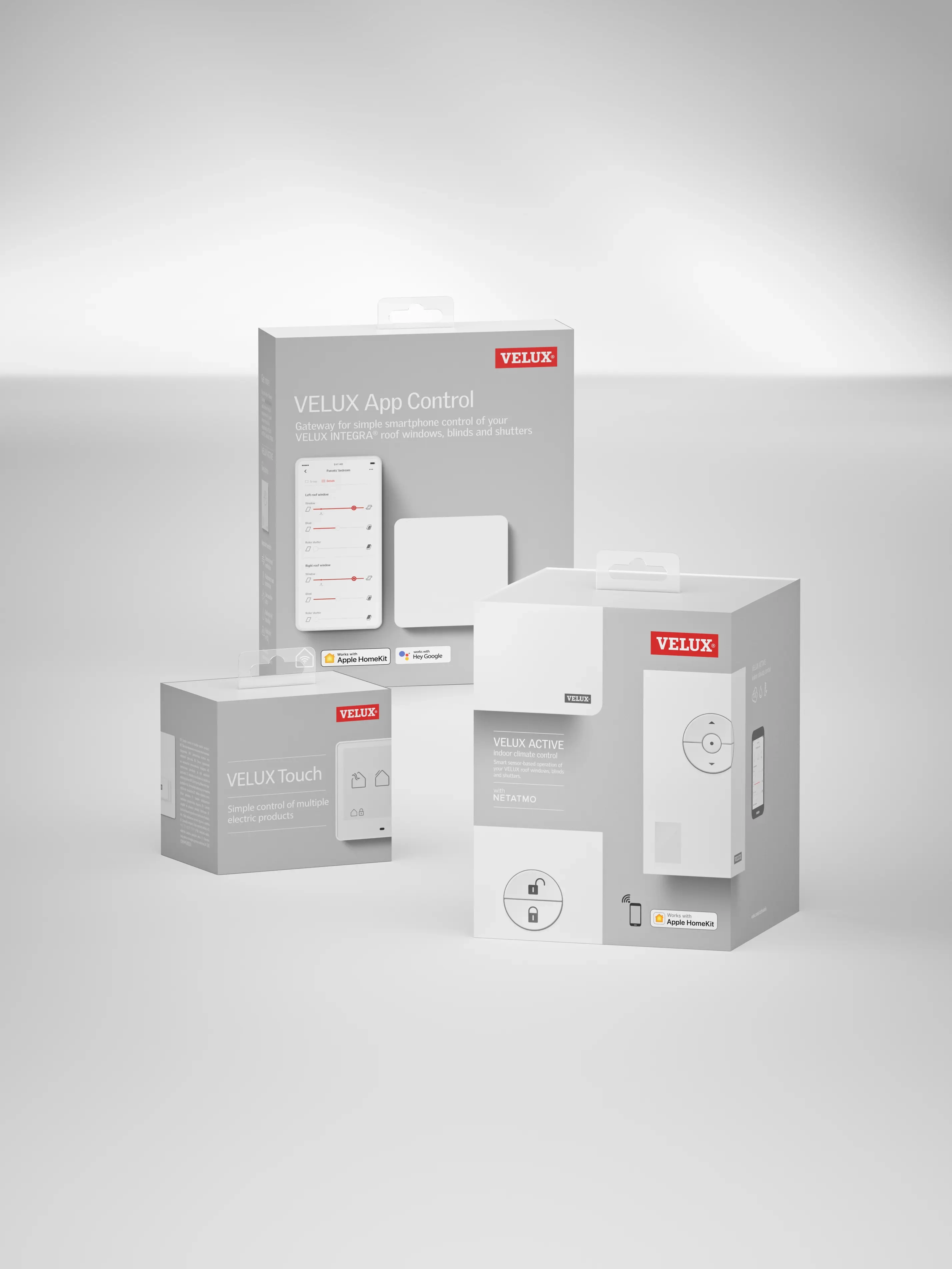 VELUX nutikodu lahenduste tootevalik katuseakendele ja kardinatele.