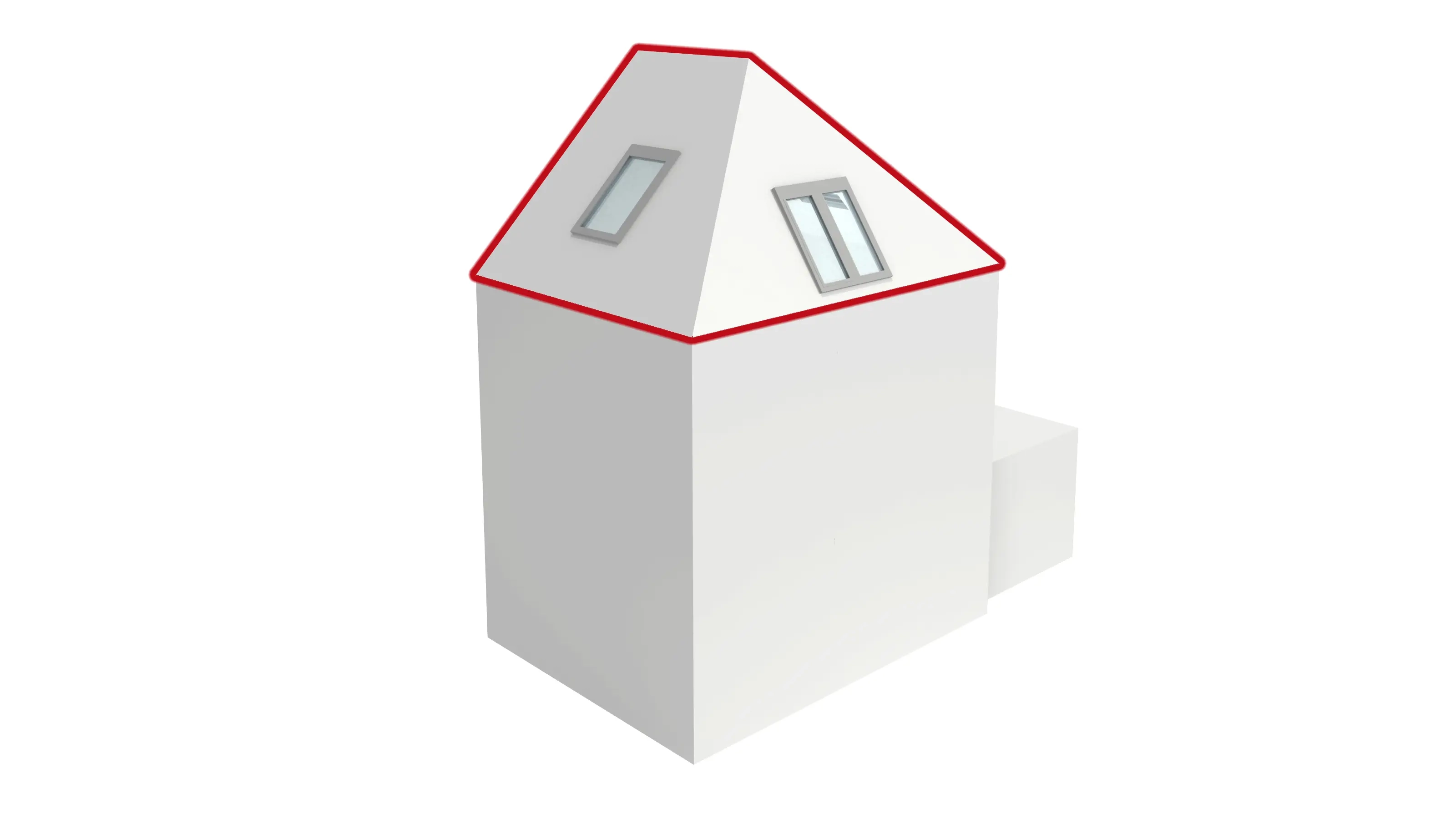 Modern house with high-pitched roof and VELUX roof windows.