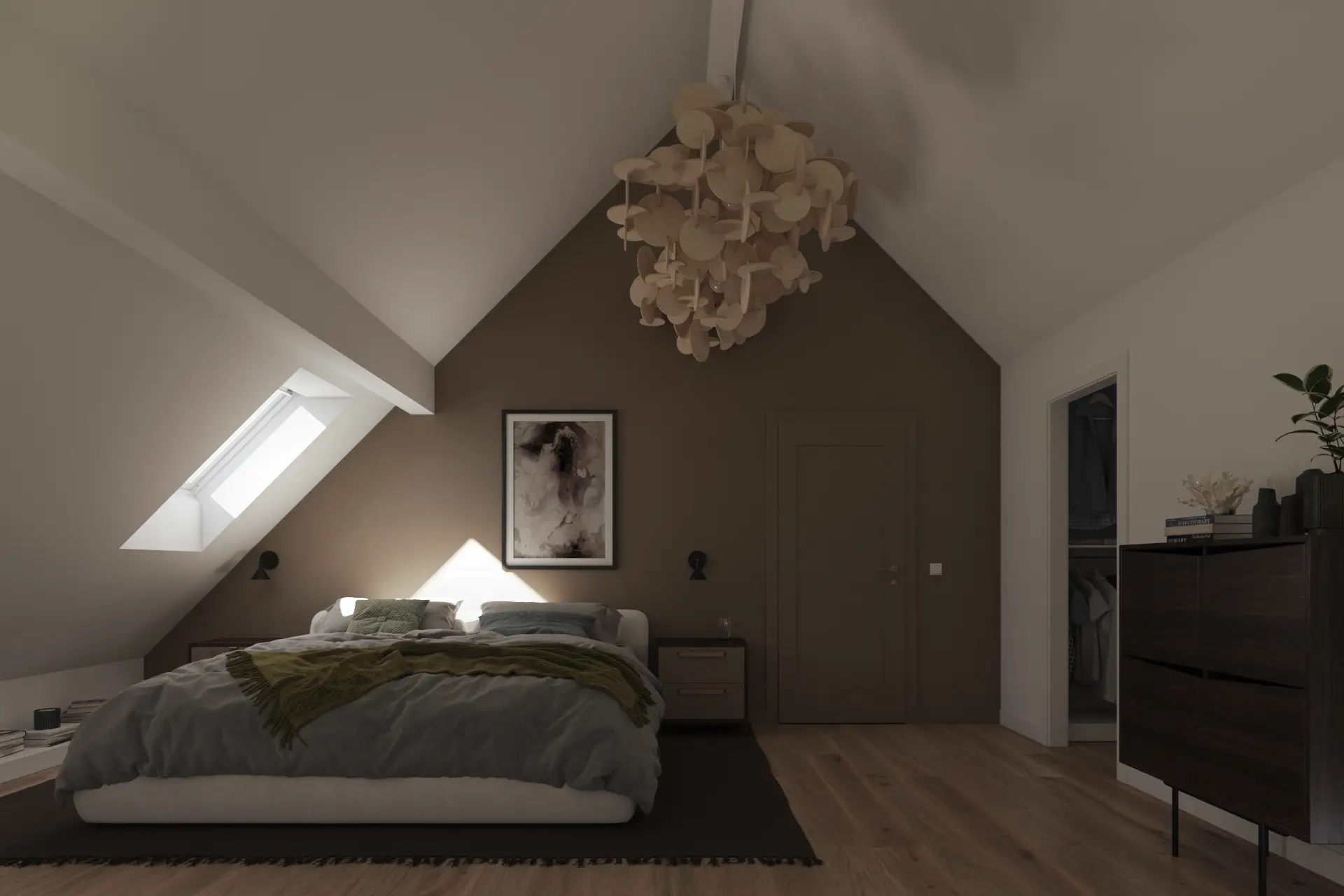 Soveværelse før installation af VELUX ovenlysvinduer