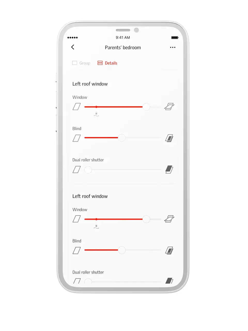 Smarthome App Control screen