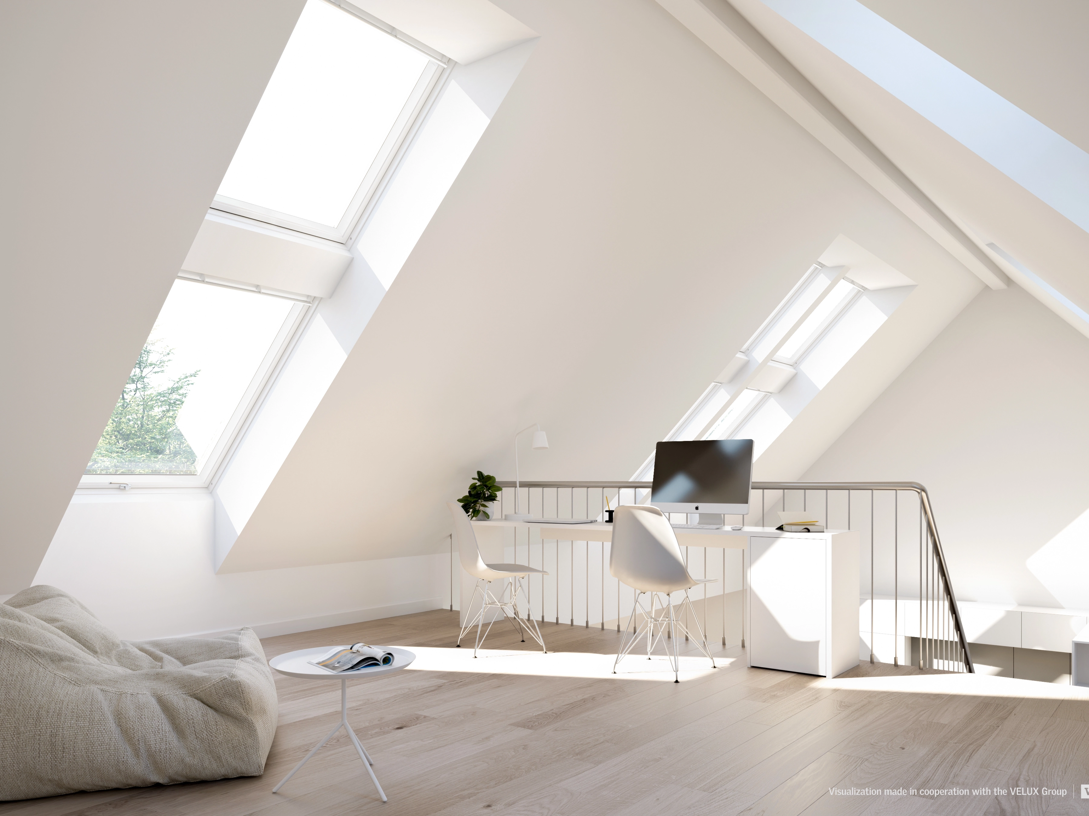 Un espace de travail lumineux avec vue panoramique